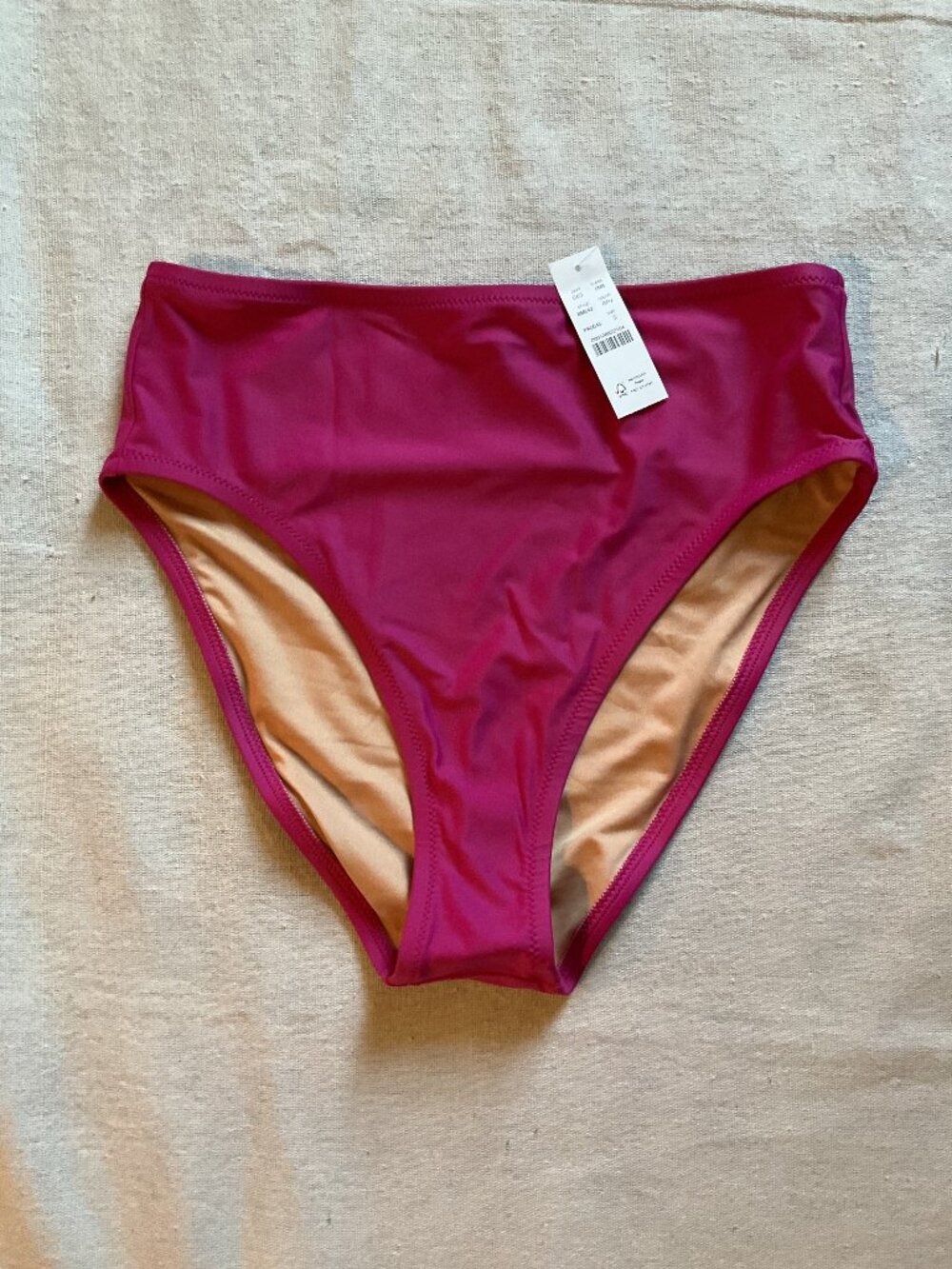 NWT J Crew Women’s Hallie Bikini Bottom, High-Rise, Radiant Fuchsia, Sz S